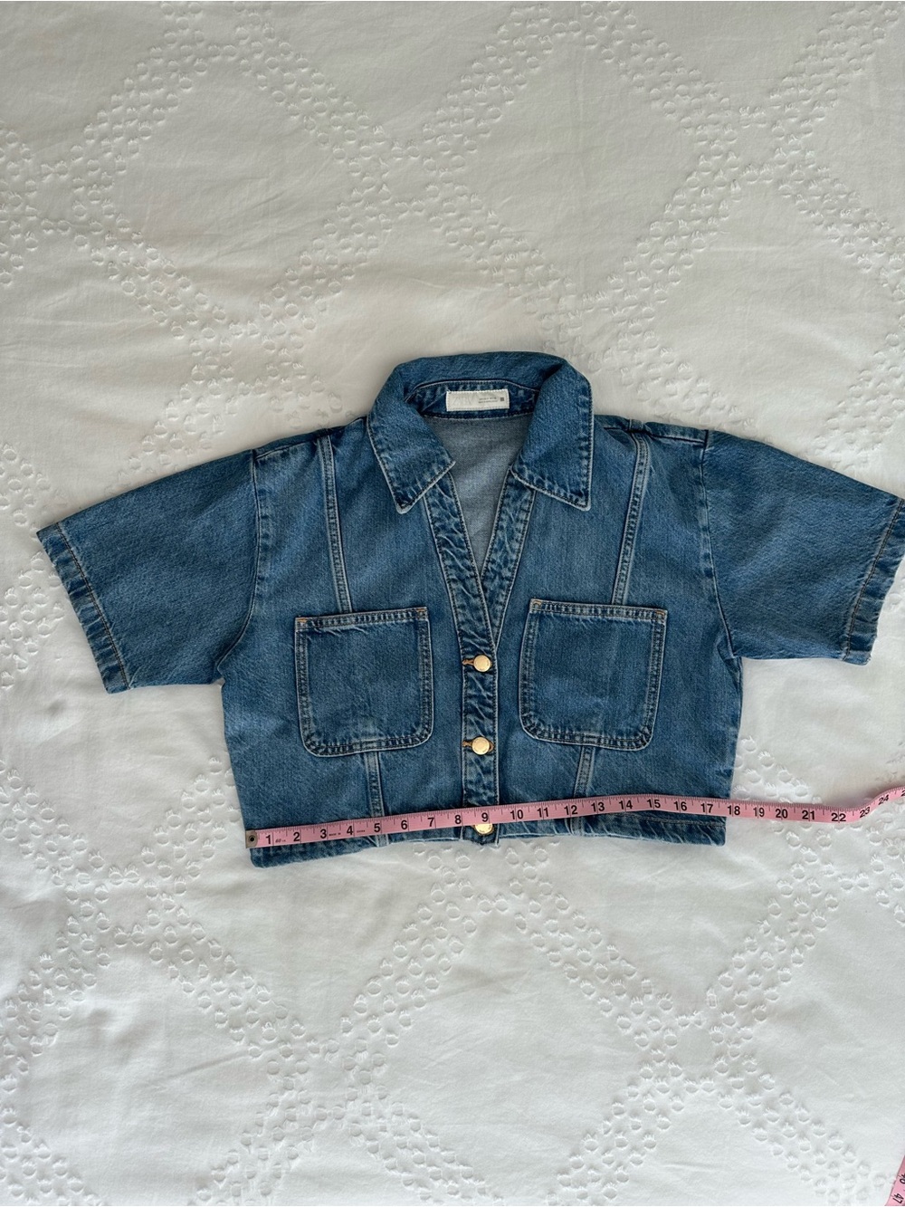 Zara Cropped Denim Shirt - Picture 8 of 11